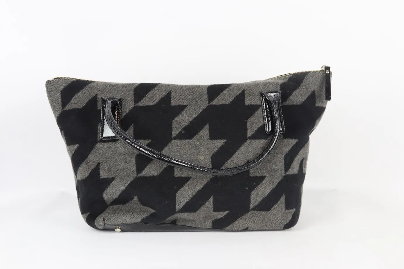 KATE SPADE PATENT LEATHER AND WOOL SHOULDER BAG