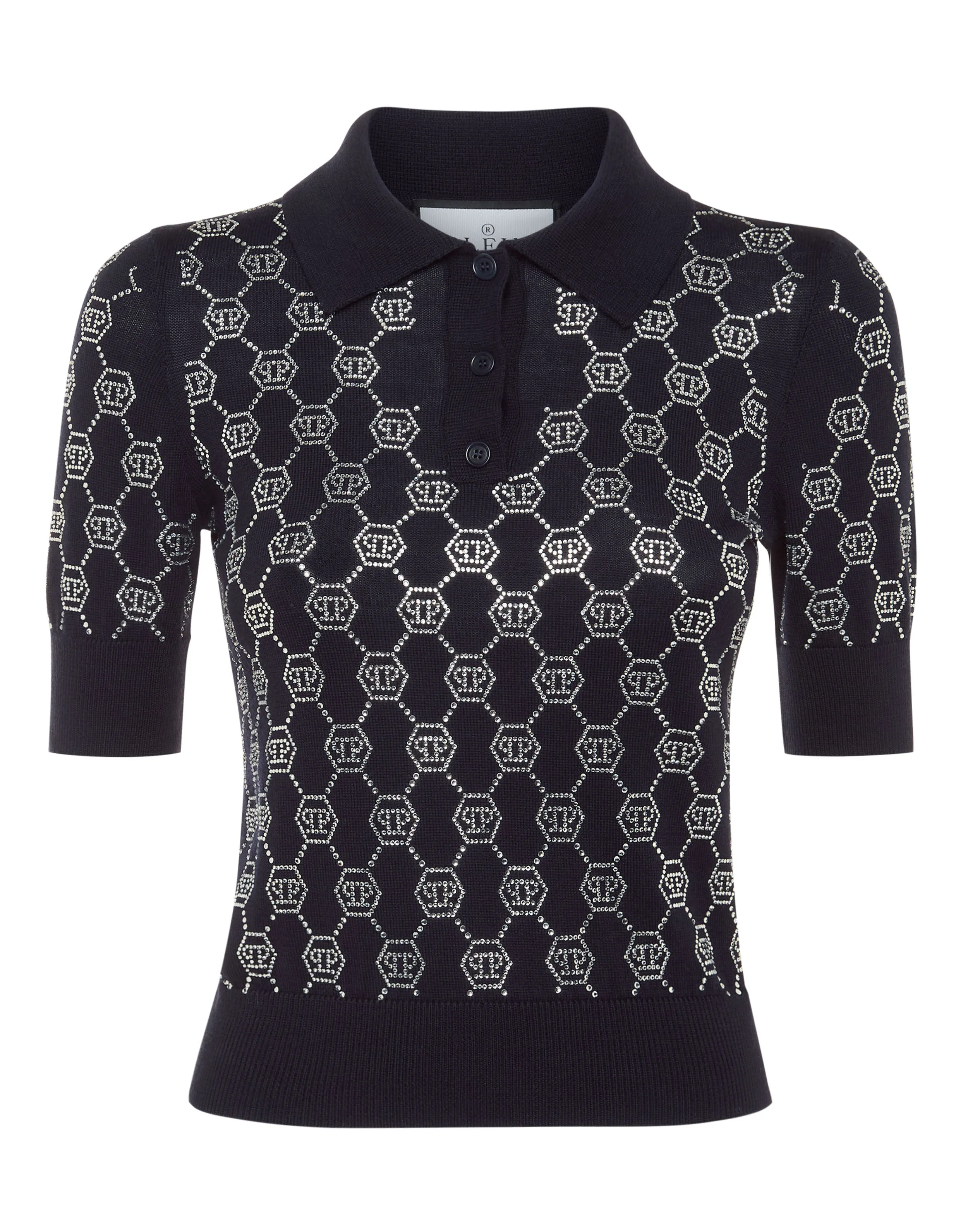 Knitted Strass Polo-Neck SS Monogram