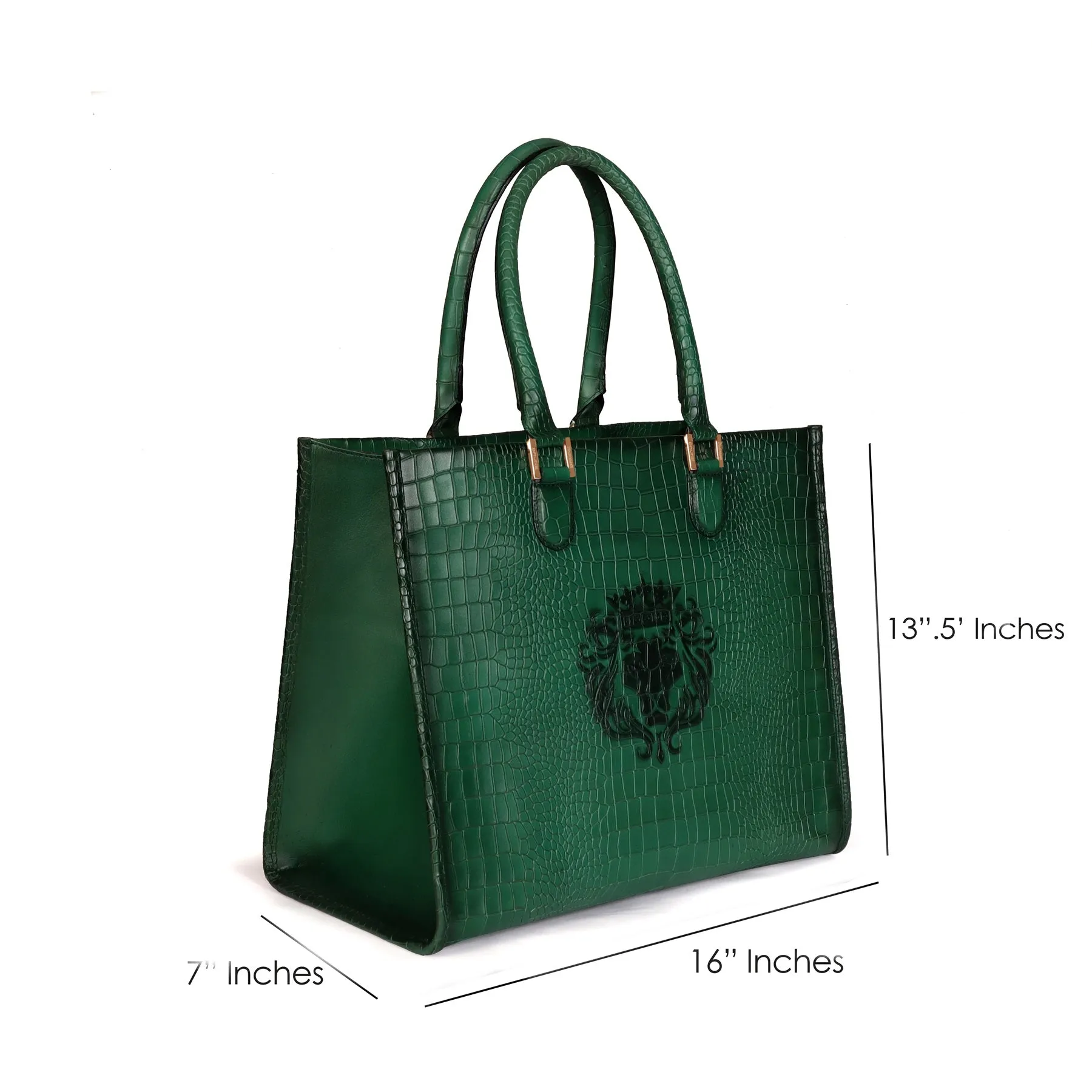 Large Hand Bag/Shopping Bag in Deep Cut Green Leather