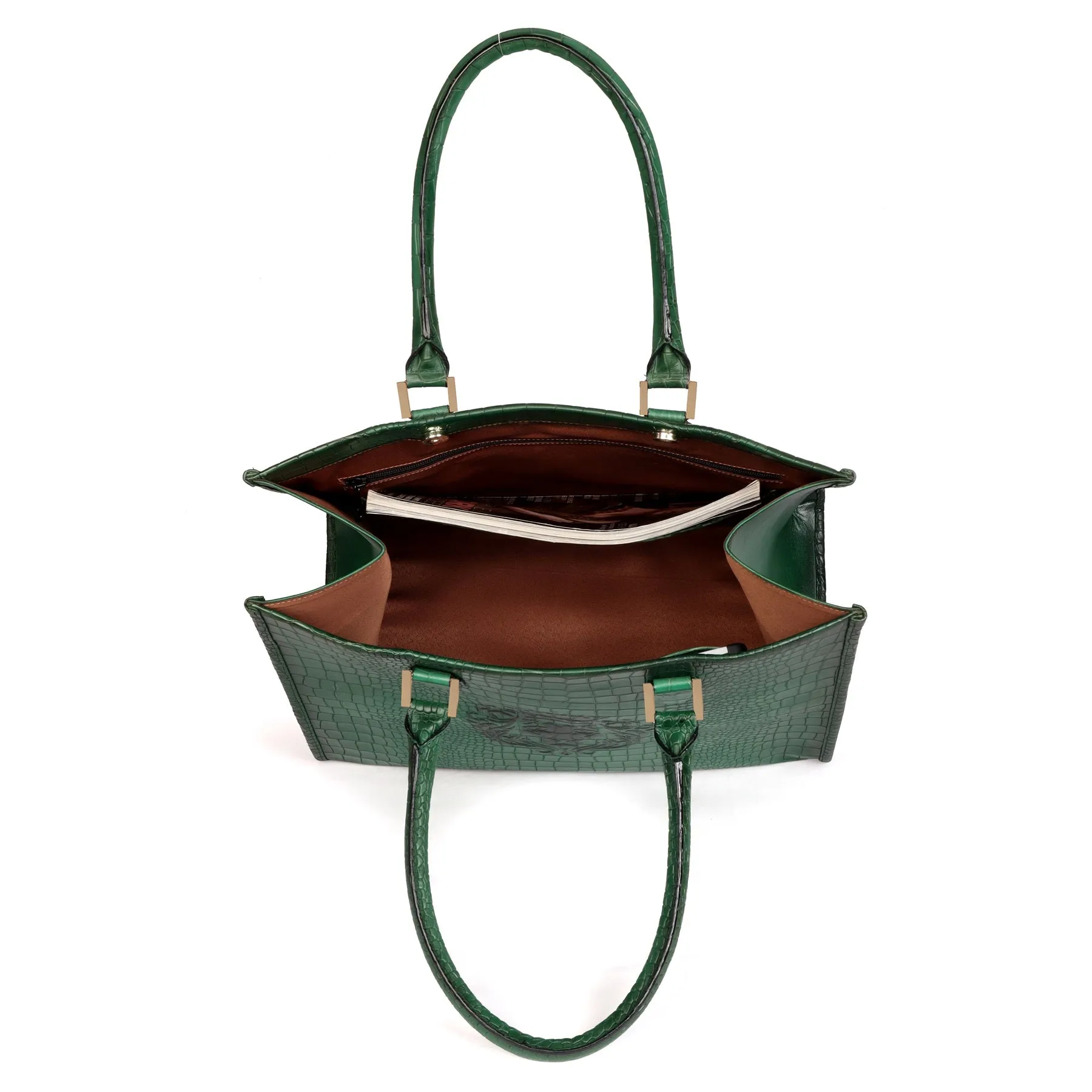 Large Hand Bag/Shopping Bag in Deep Cut Green Leather