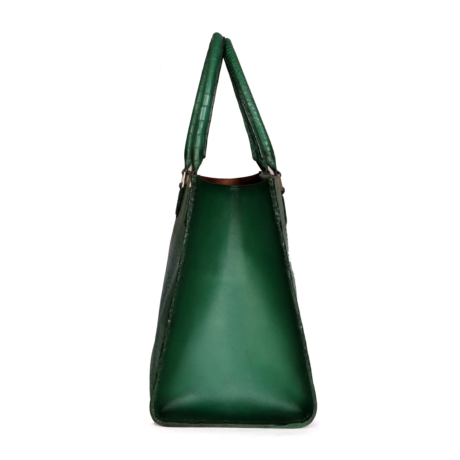 Large Hand Bag/Shopping Bag in Deep Cut Green Leather