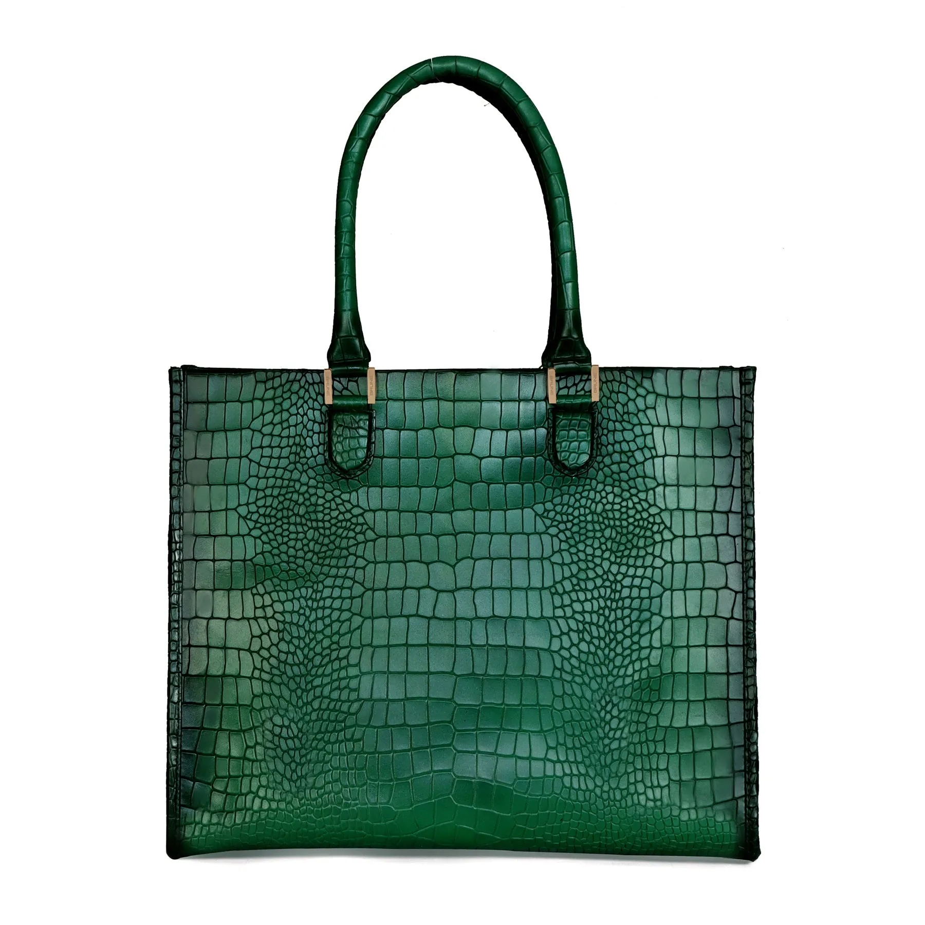 Large Hand Bag/Shopping Bag in Deep Cut Green Leather