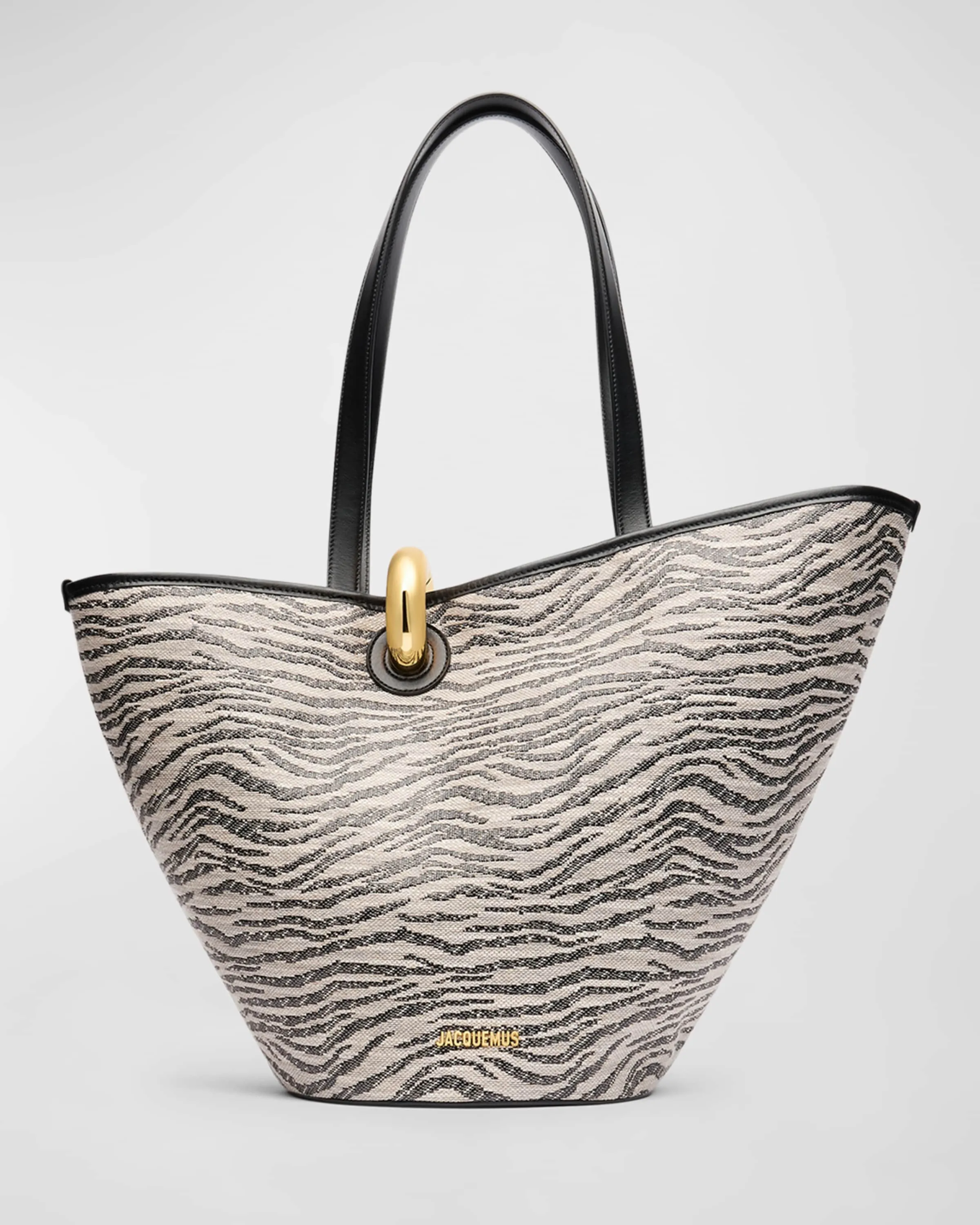 Le Bambola Zebra Canvas and Leather Shoulder Bag