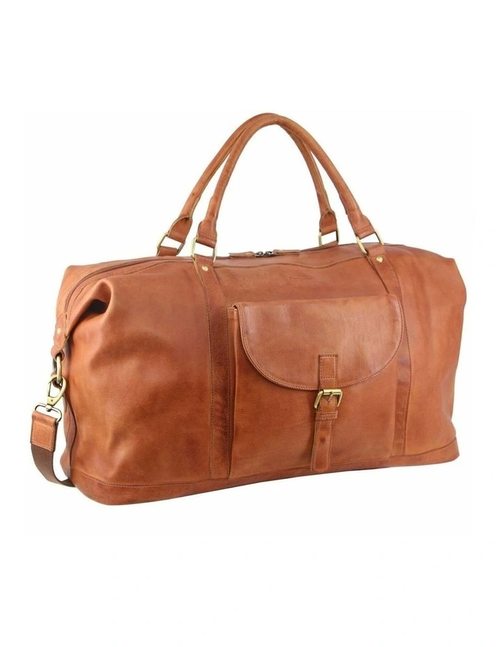 Leather Business Overnight Bag in Cognac