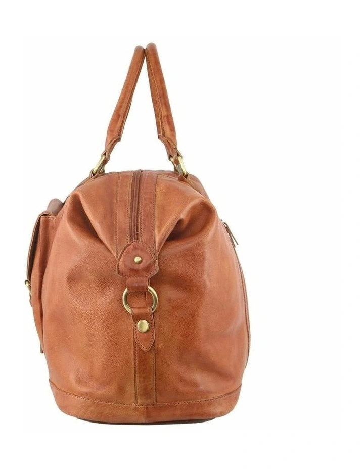 Leather Business Overnight Bag in Cognac