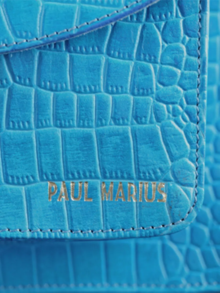 leather hand bag for woman Blue - Mademoiselle George Alligator Cocktail Topaz | PAUL MARIUS