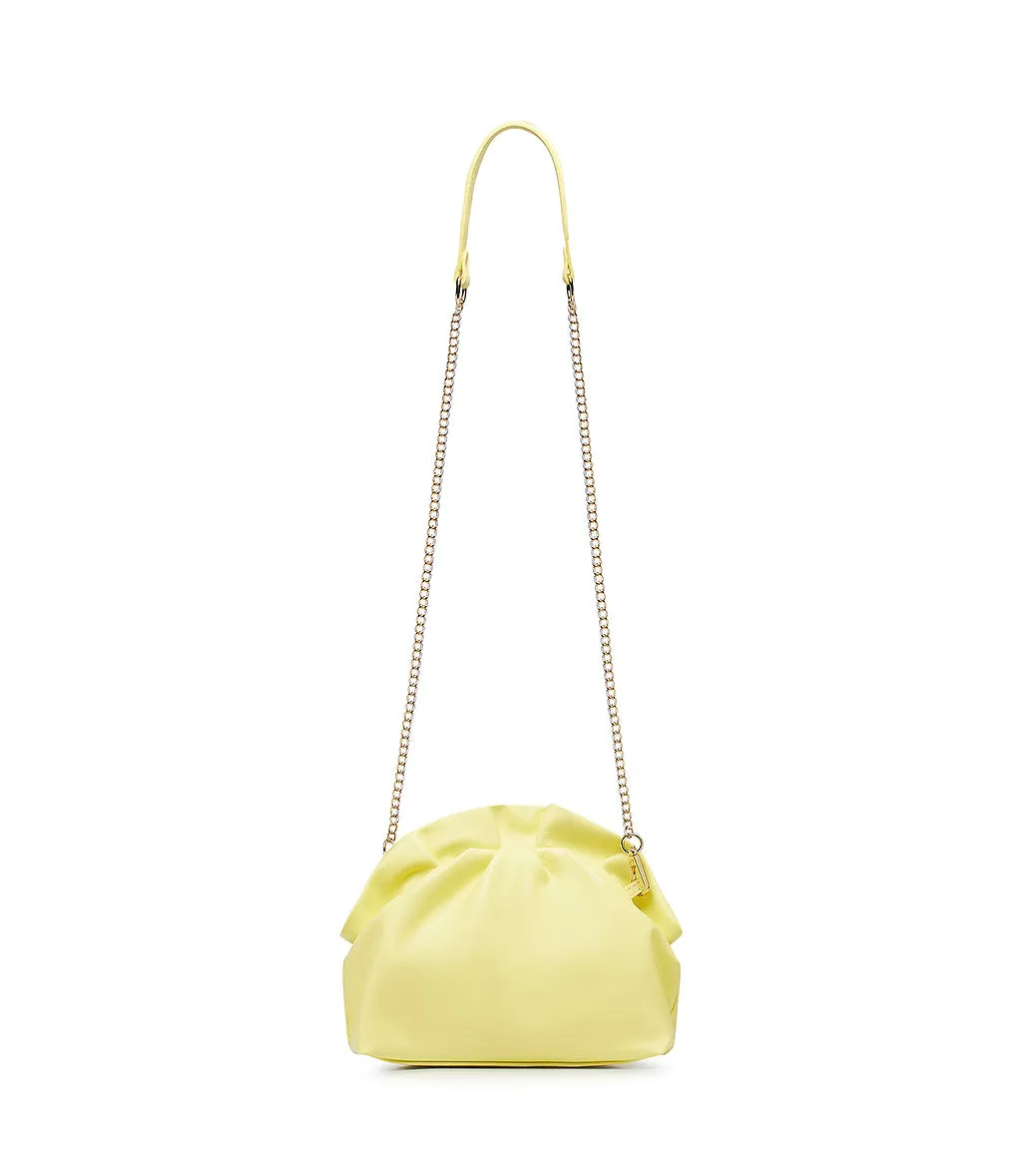 Lemon yellow leather clutch bag