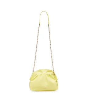 Lemon yellow leather clutch bag