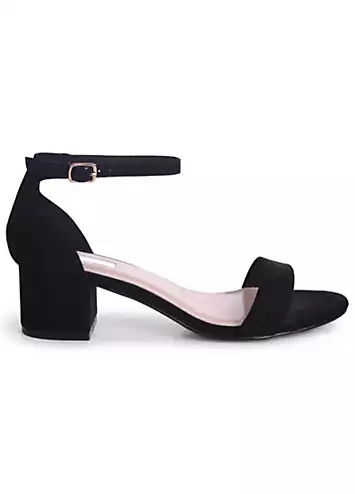 Linzi Hollie Black Barely There Block Heeled Sandals | Kaleidoscope