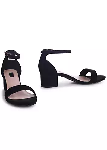 Linzi Hollie Black Barely There Block Heeled Sandals | Kaleidoscope