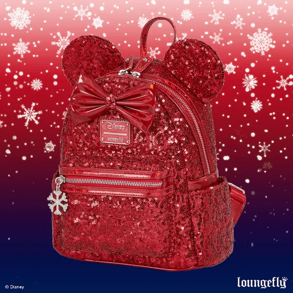 Loungefly x Disney Minnie Mouse Red Sequin Mini Backpack