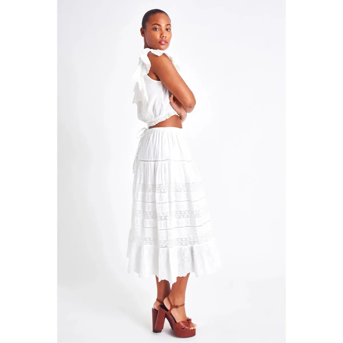 LoveShackFancy   Donna Skirt White