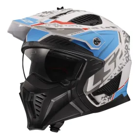 LS2 OF606 Drifter Devor Helmet - White/Blue