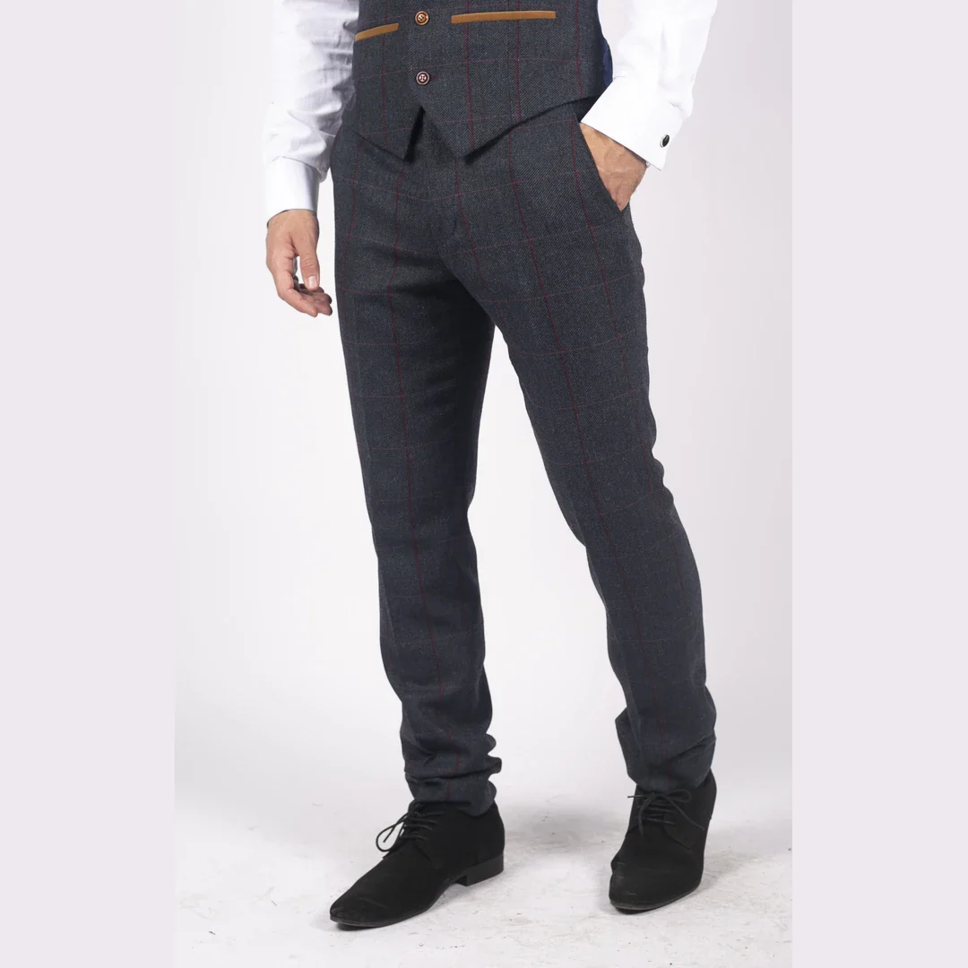 Madrid - Men's Blue Tweed Trousers