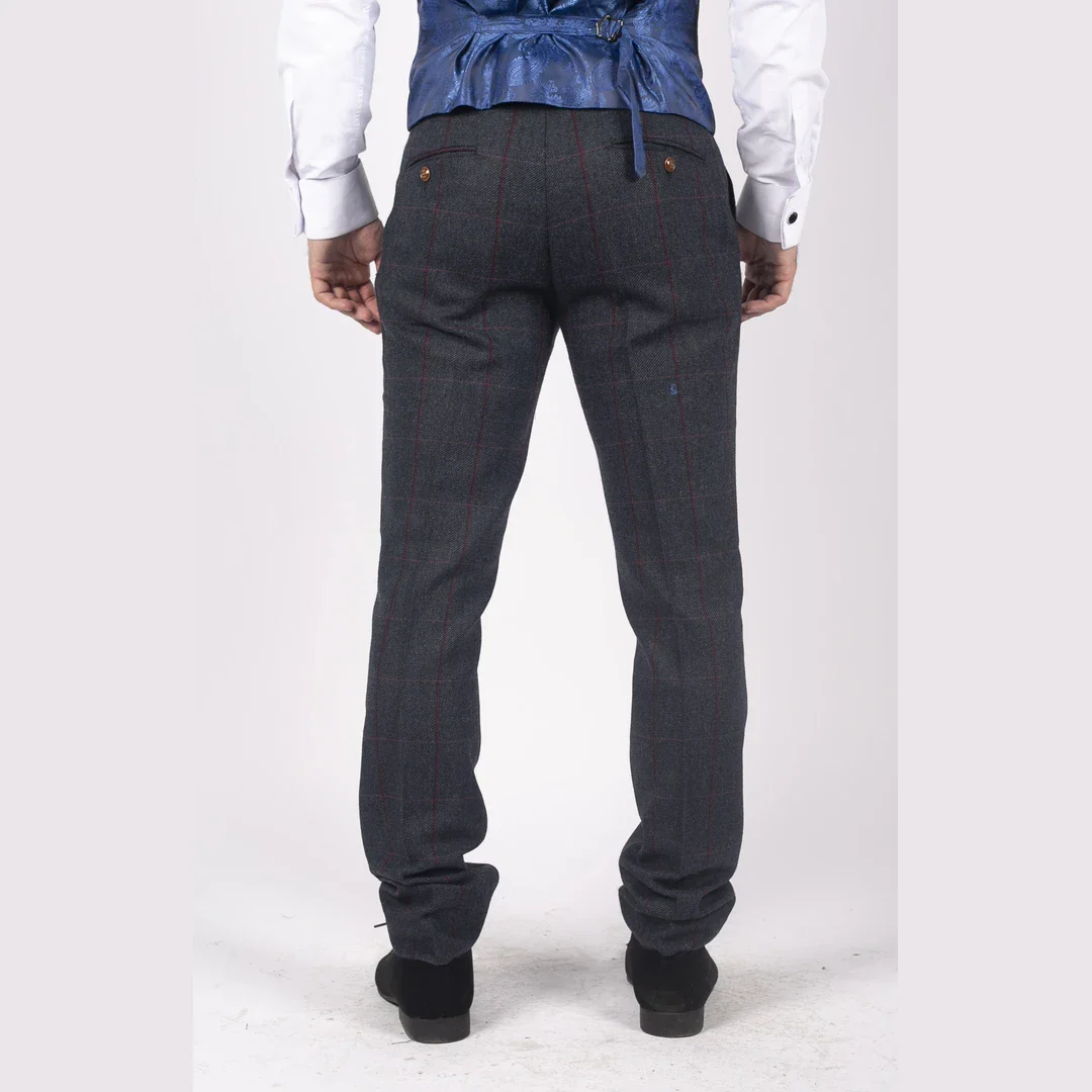 Madrid - Men's Blue Tweed Trousers