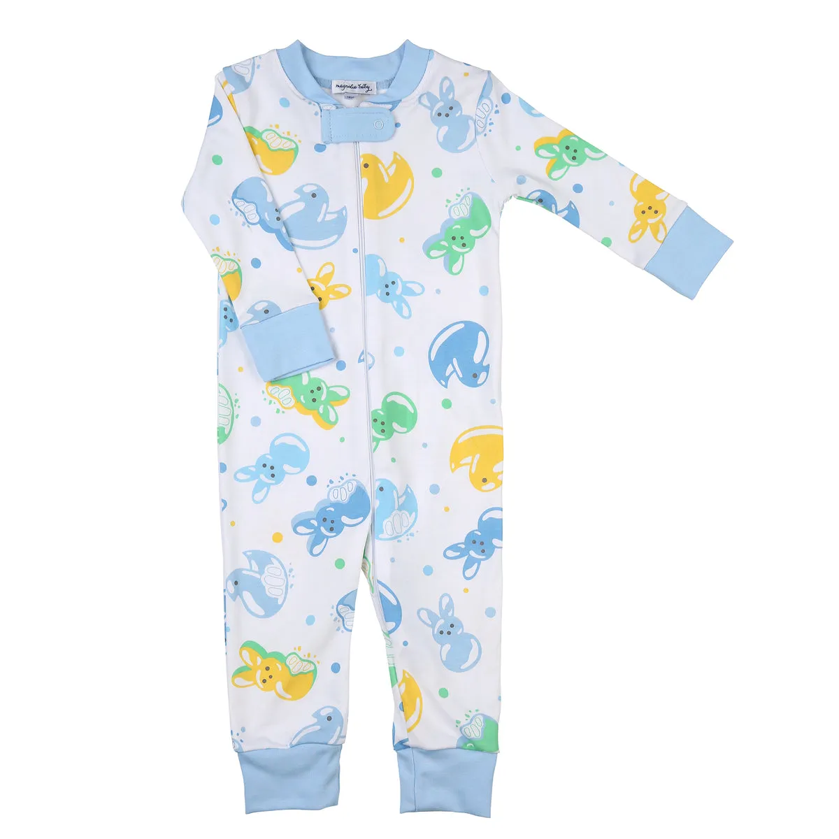 Magnolia Baby Zipped PJ Romper - My Peeps Light Blue