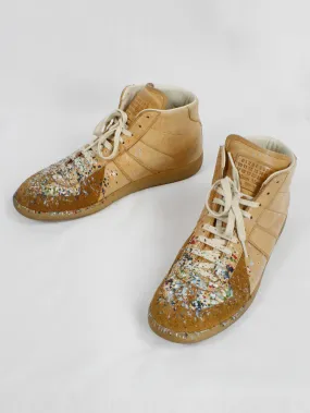 Maison Margiela orange high top sneakers with paint splatters (46)