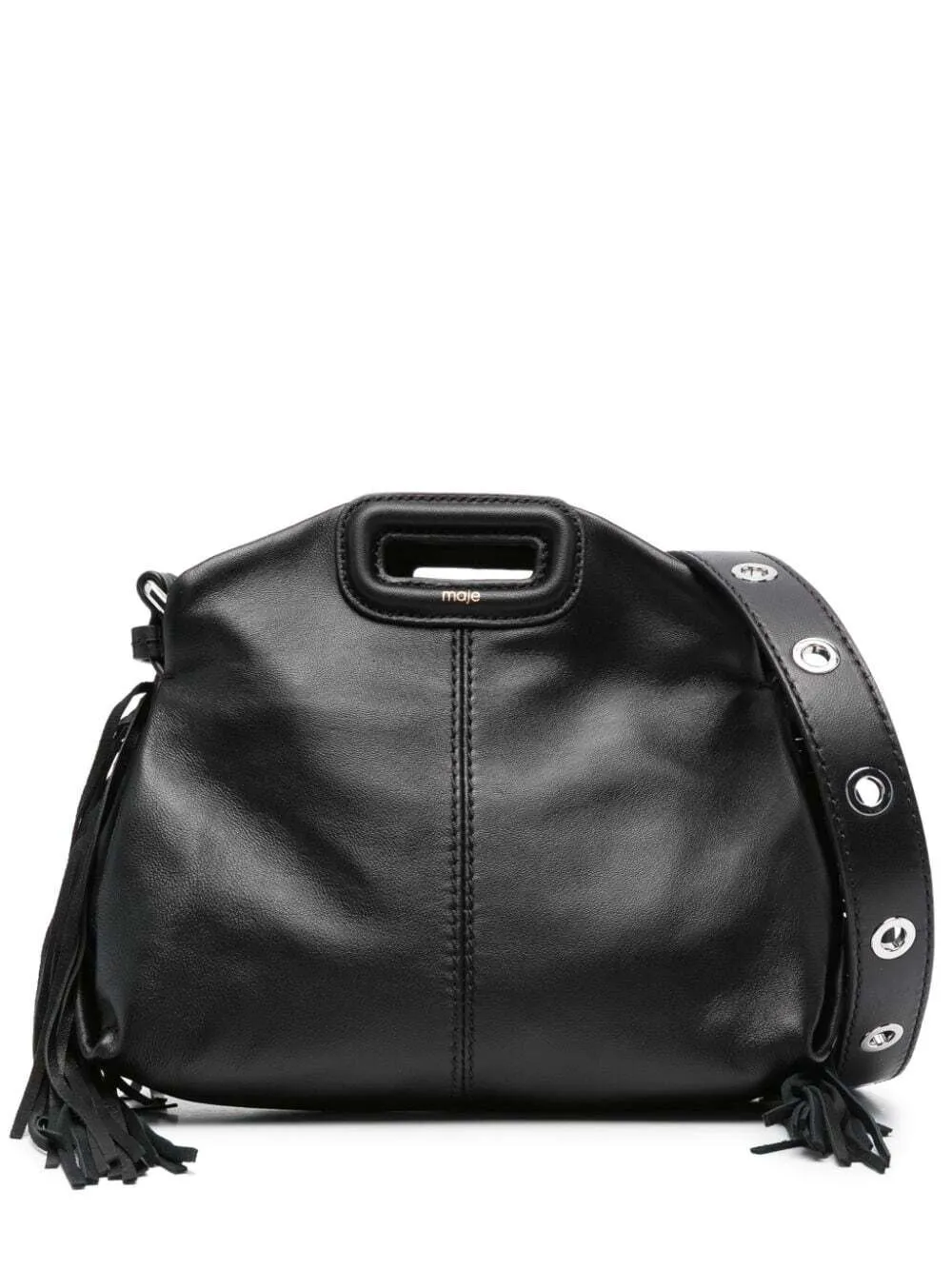 Maje mini Miss M leather shoulder bag - Black