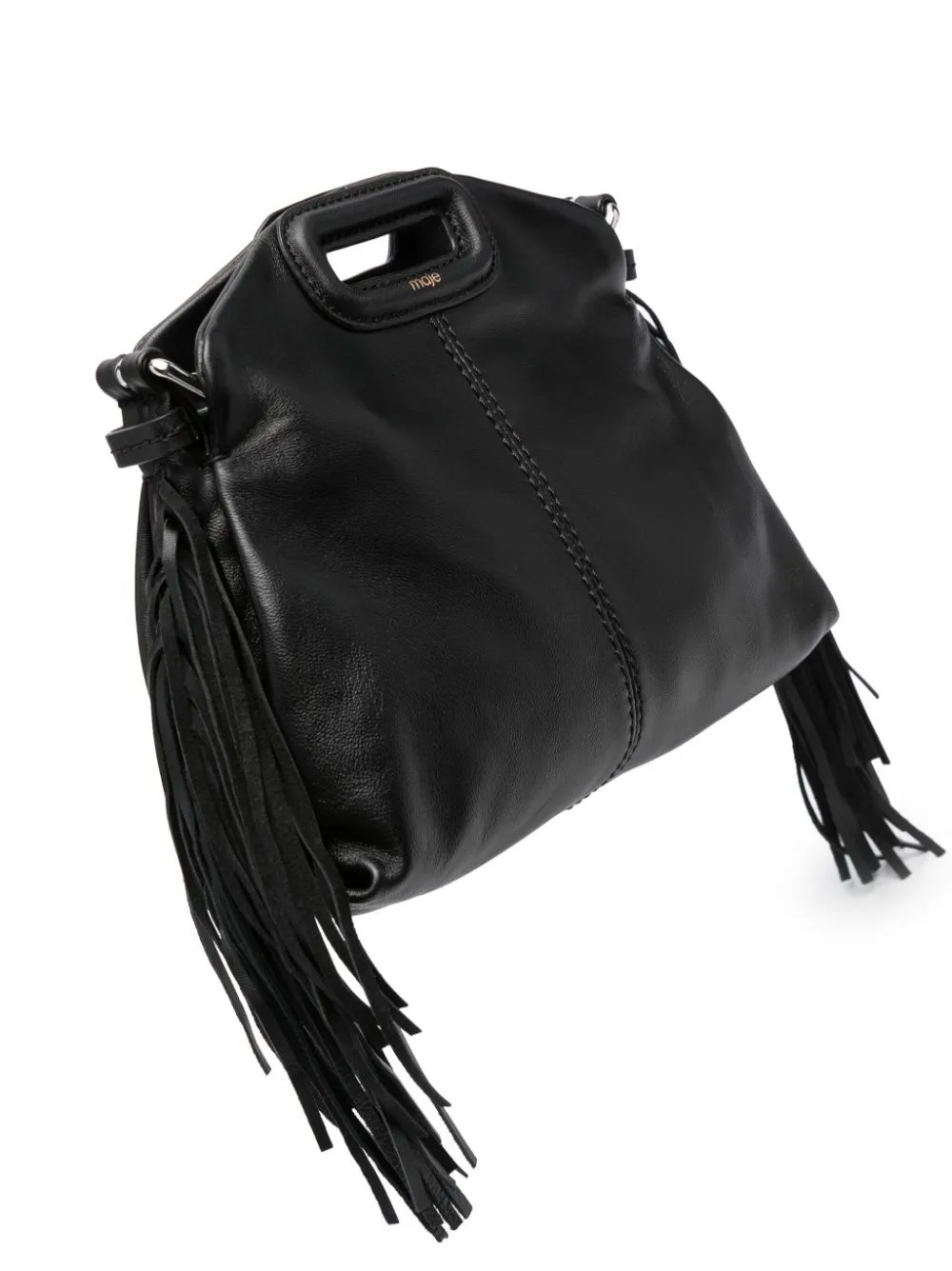 Maje mini Miss M leather shoulder bag - Black