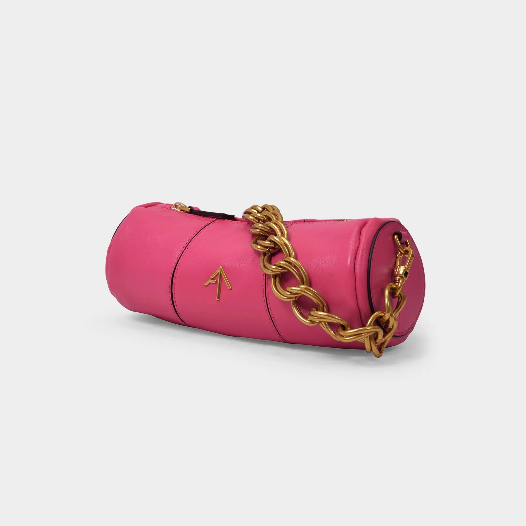 Manu Atelier  Mini Cylinder Bag in Pink Leather