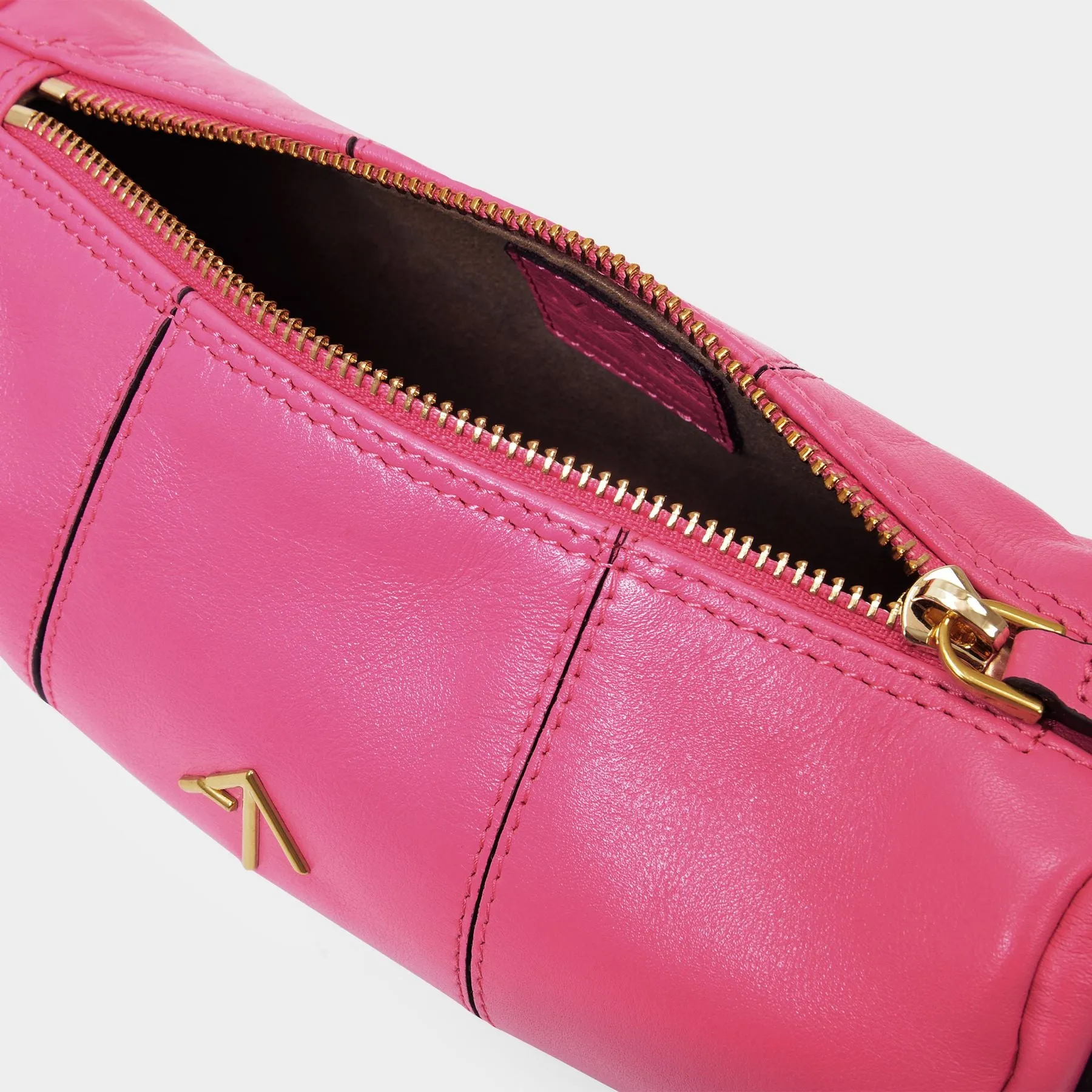 Manu Atelier  Mini Cylinder Bag in Pink Leather