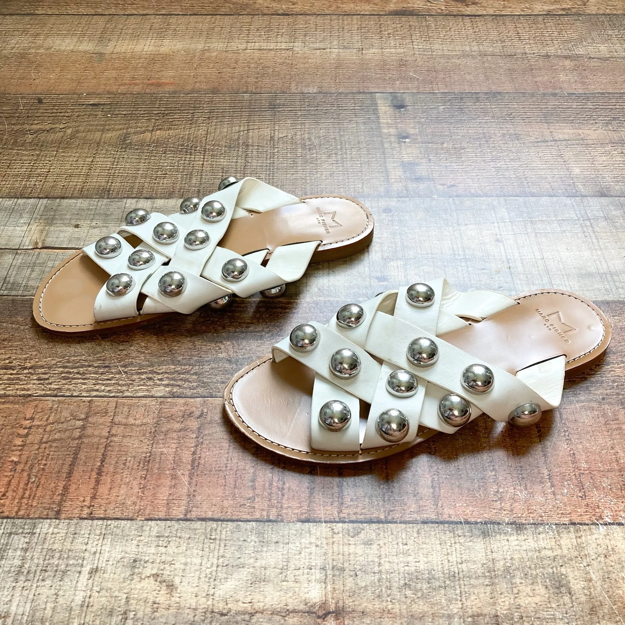 Marc Fisher White Studded Sandals- Size 7.5 (see notes)