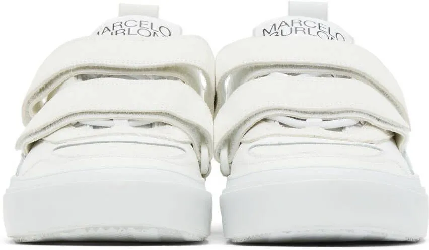 Marcelo Burlon County of Milan White Leather Strap Logo Sneakers