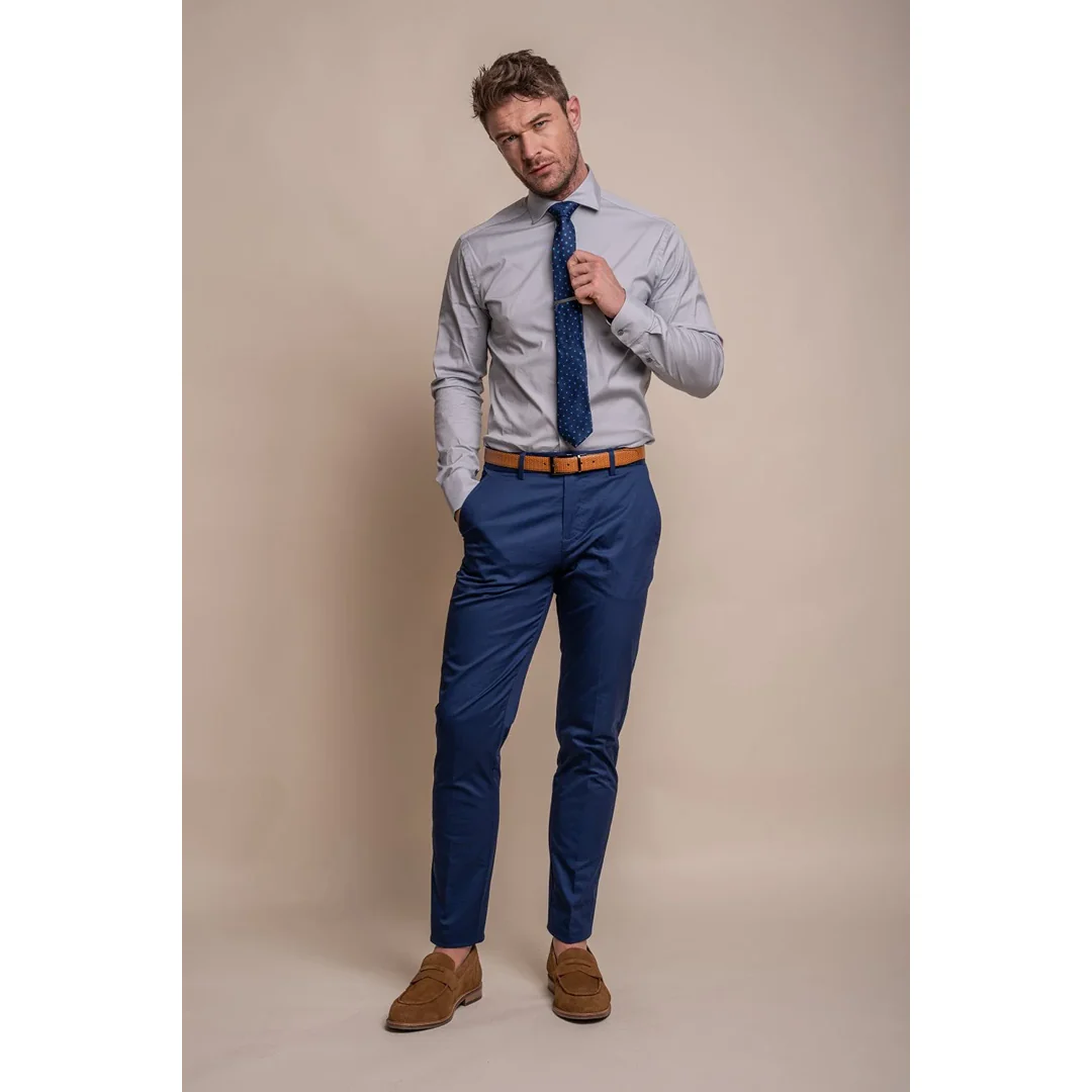 Mario - Men's Summer Blue Smart Trousers