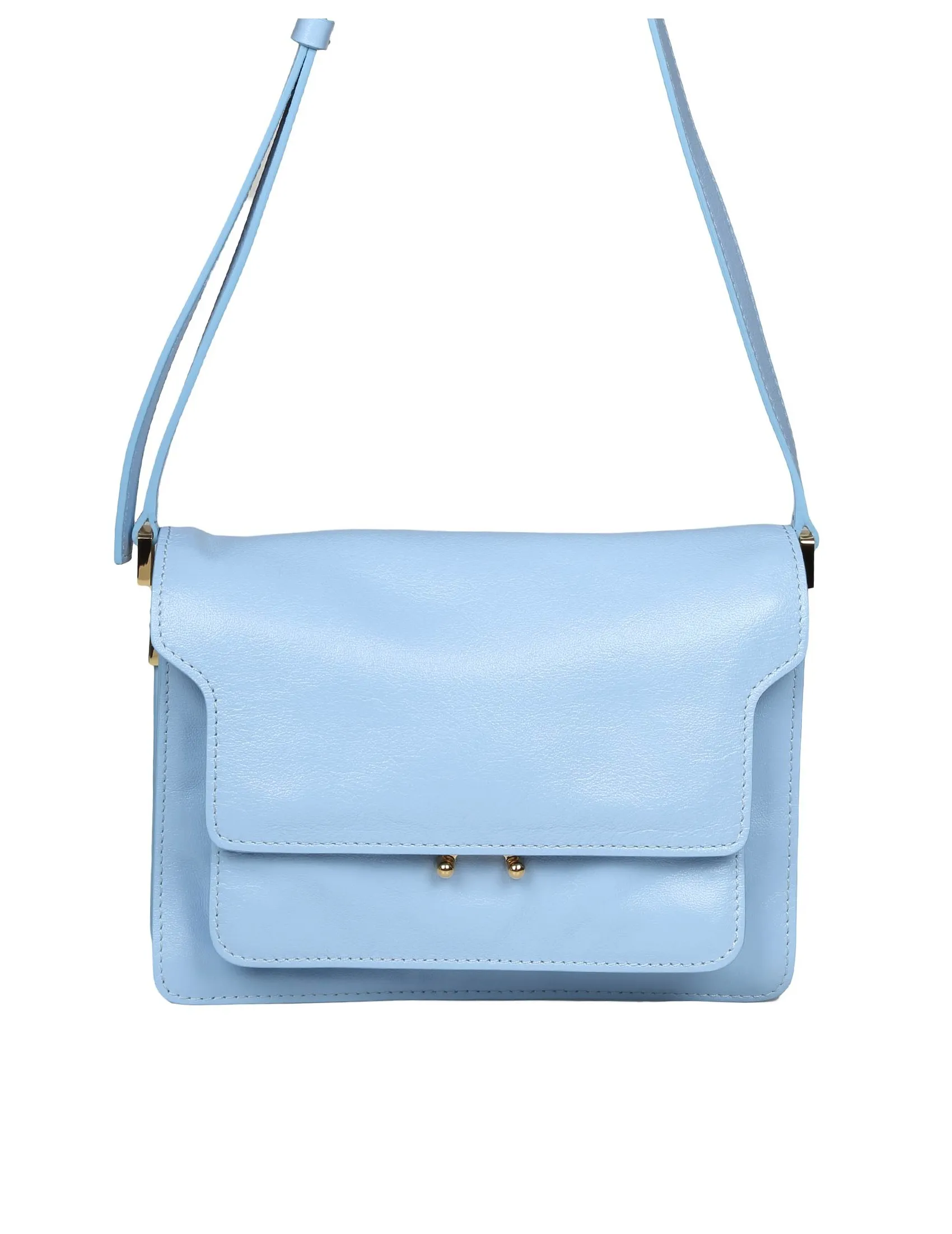 MARNI TRUNK SOFT SHOULDER BAG IN SKY BLUE LEATHER