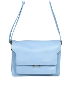 MARNI TRUNK SOFT SHOULDER BAG IN SKY BLUE LEATHER