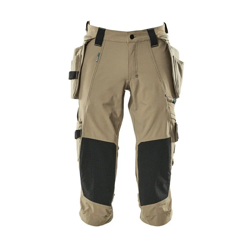 Mascot Advanced Water-Repellent 3/4 Work Trousers with Holster and Knee Pad Pockets (Khaki)