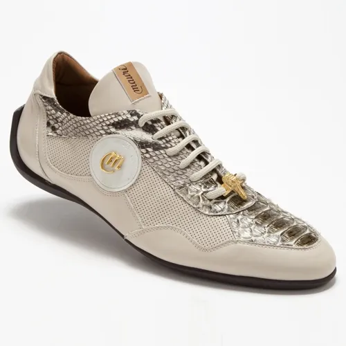 Mauri 8530 Titolo Nappa & Python Sneakers Cream / Olive (Special Order)