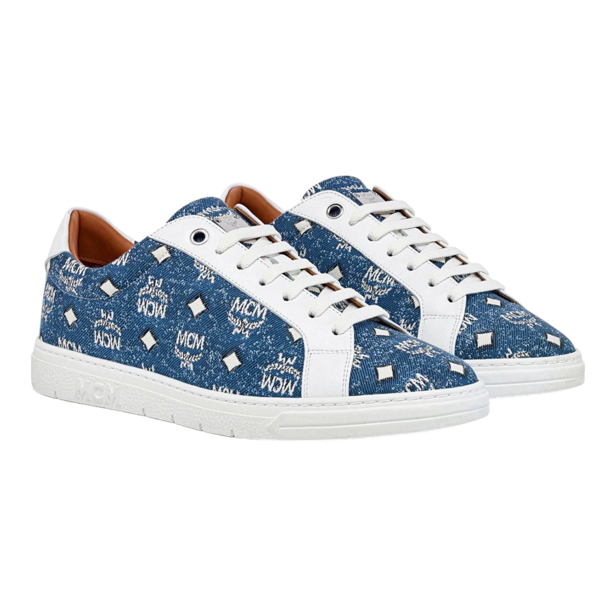 MCM Women's Terrain Lo Sneakers in Denim Jacquard