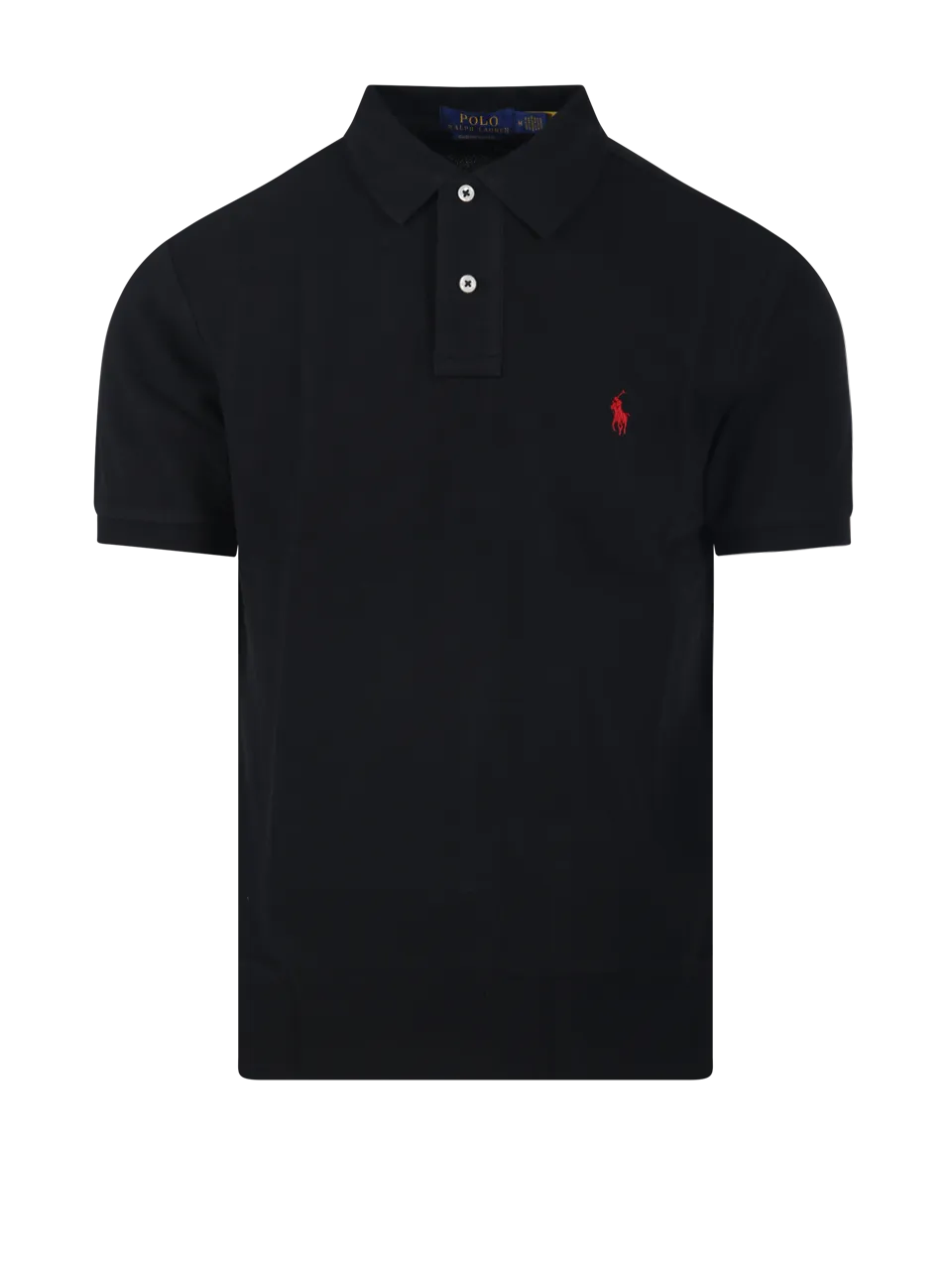 MEN RALPH LAUREN BLACK COTTON POLO