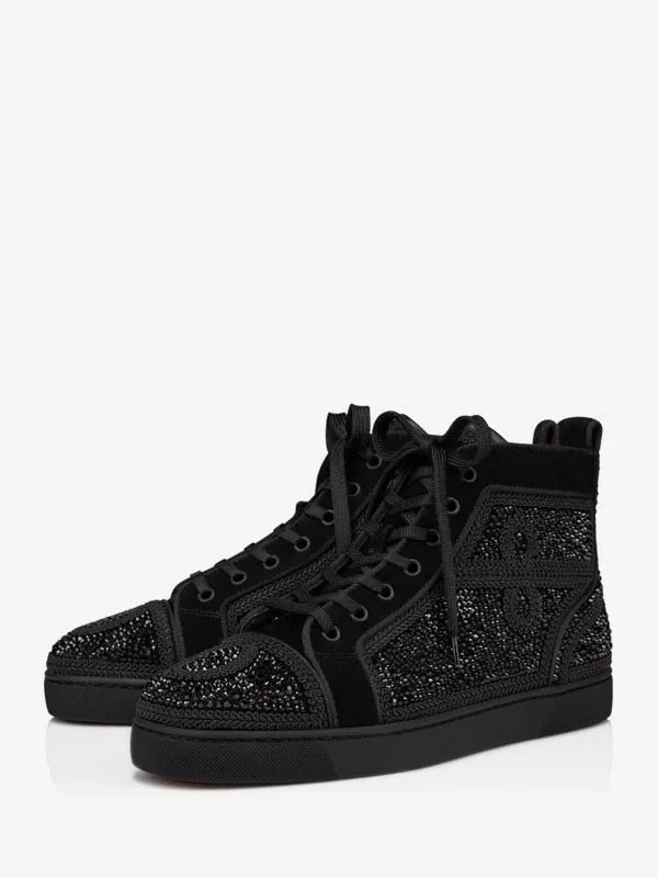 Men's Black High Top Suede Strass Black Sneakers