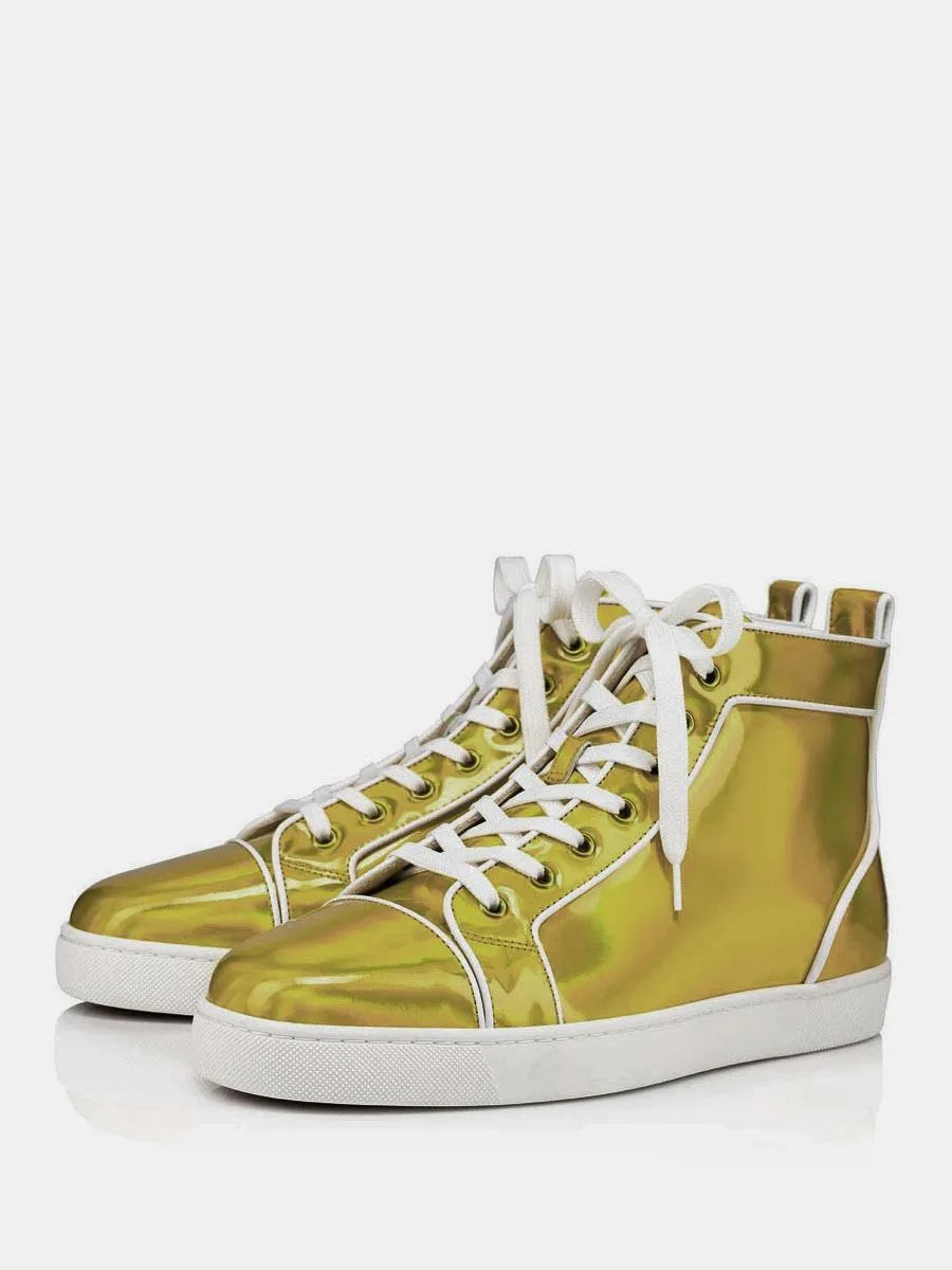 Men's Golden Metallic Lace Up High Top Sneakers