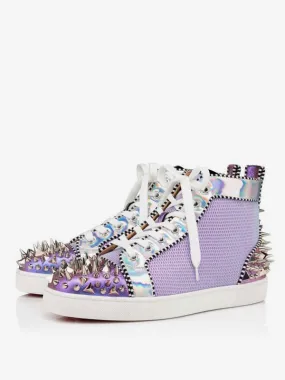 Men's Lavender Spiked Lace Up High Top Sneakers