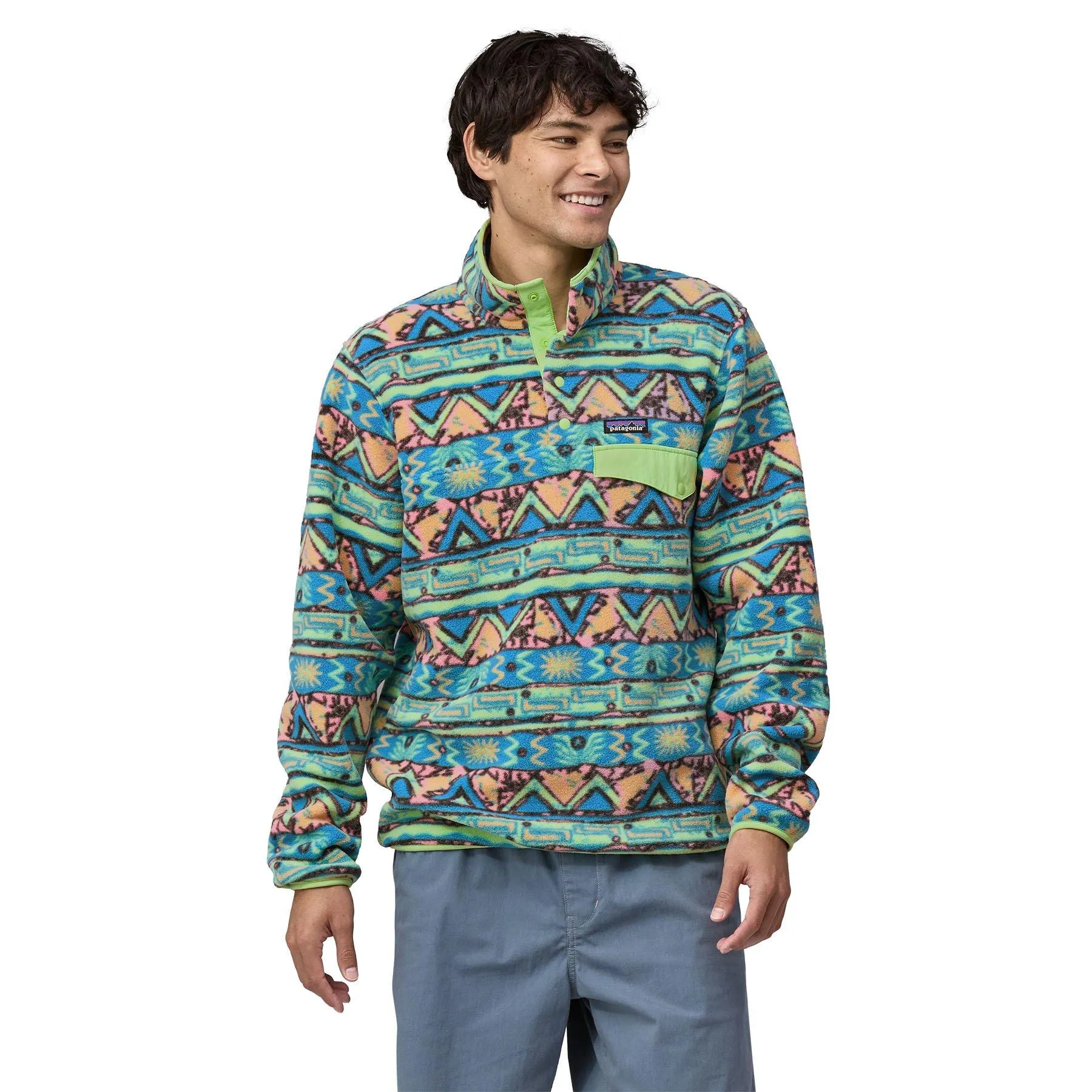 Men's Lightweight Synchilla Snap-T Pullover - High Hopes Geo / Green | George Fisher