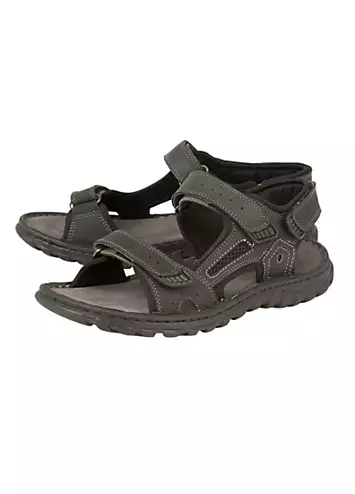 Mens Noah Black Leather Sandals by Lotus | Look Again