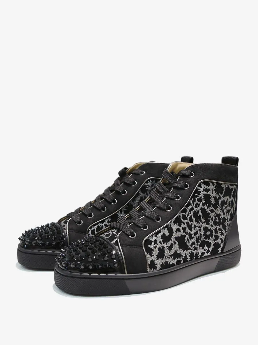 Men's Spiked Textured High Top Lace Up Sneakers