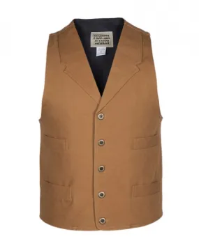 Mens tan brown western style canvas vest with lapels