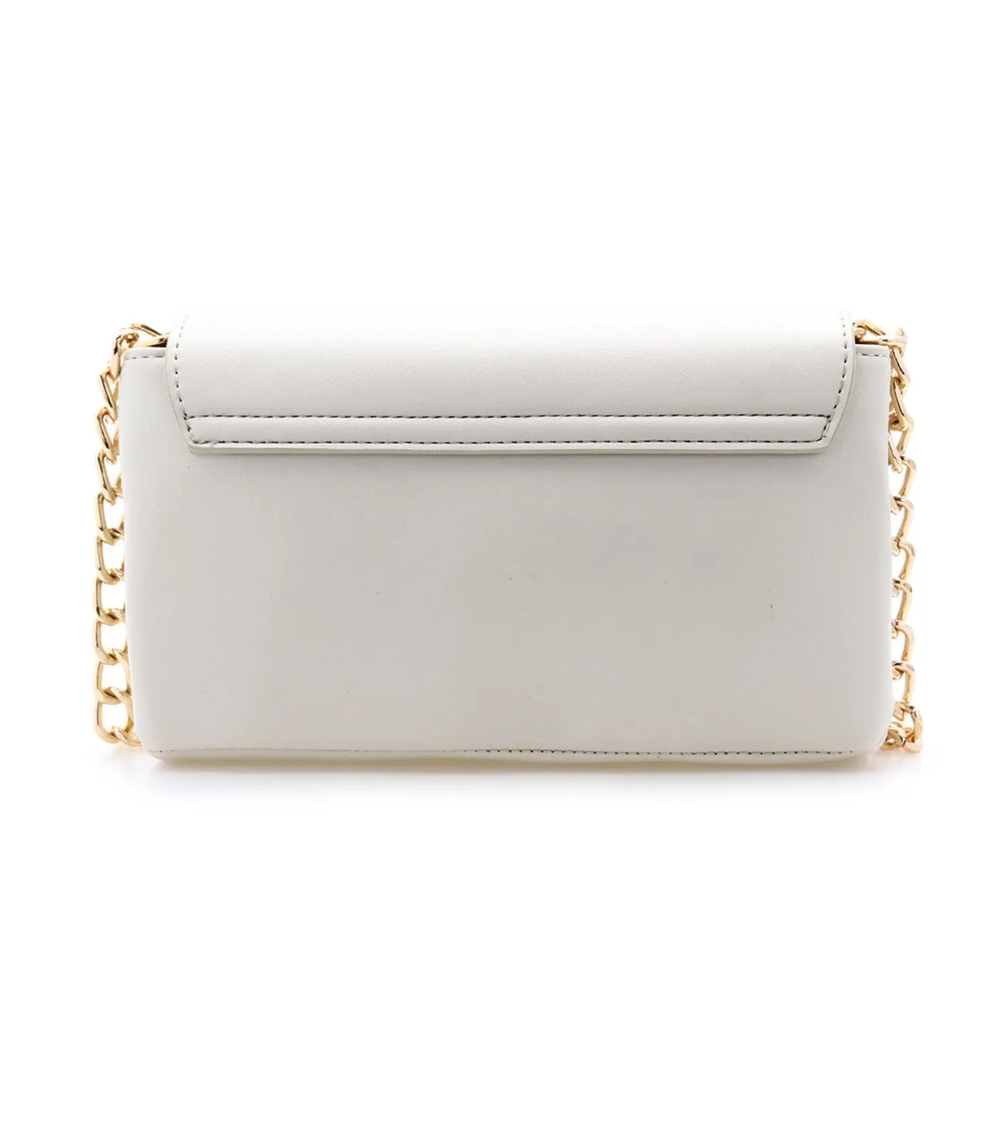 Mini Flap Shoulder Bag with Enamel Turn Lock Chalk