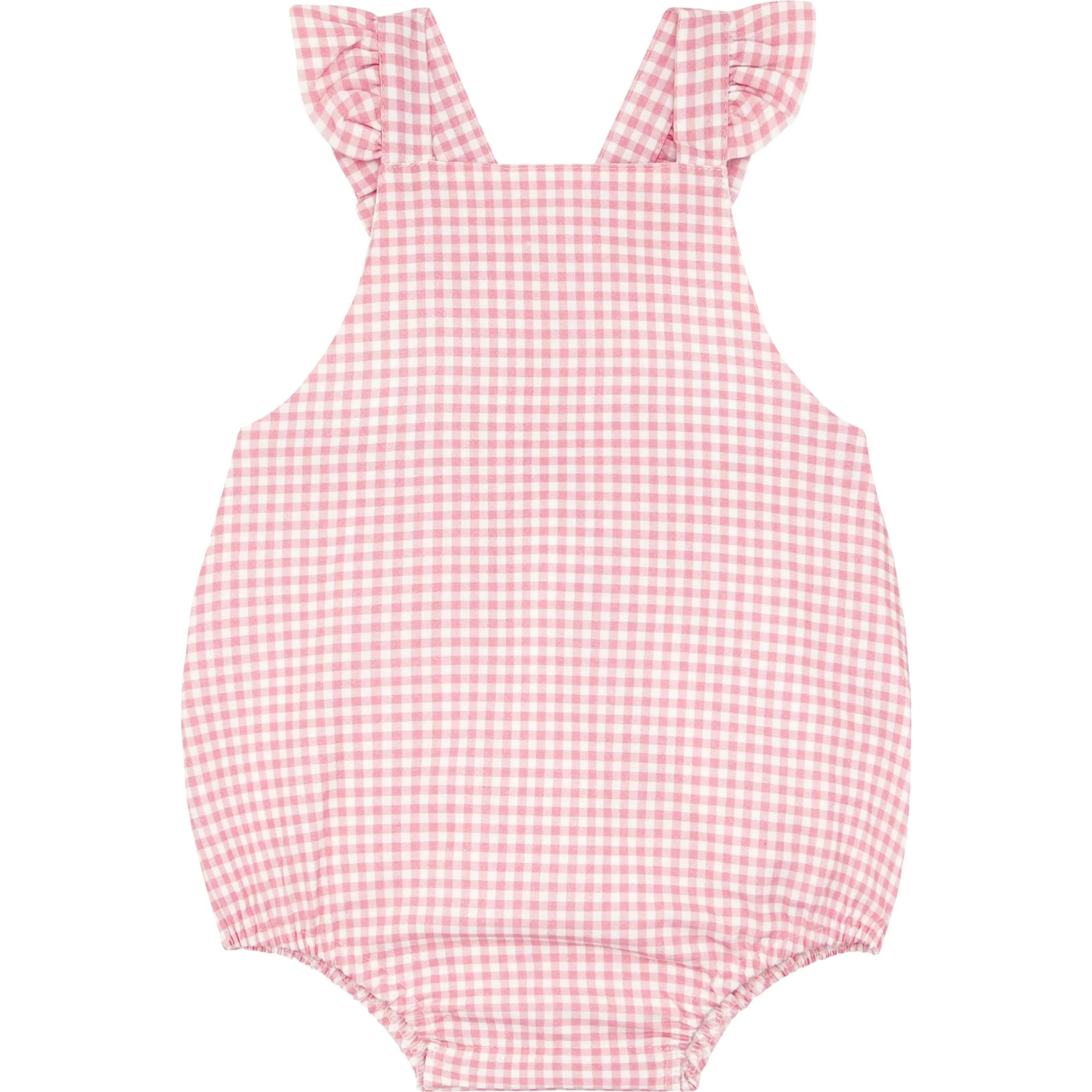 Minnow Pink Guava Gingham Bubble Romper