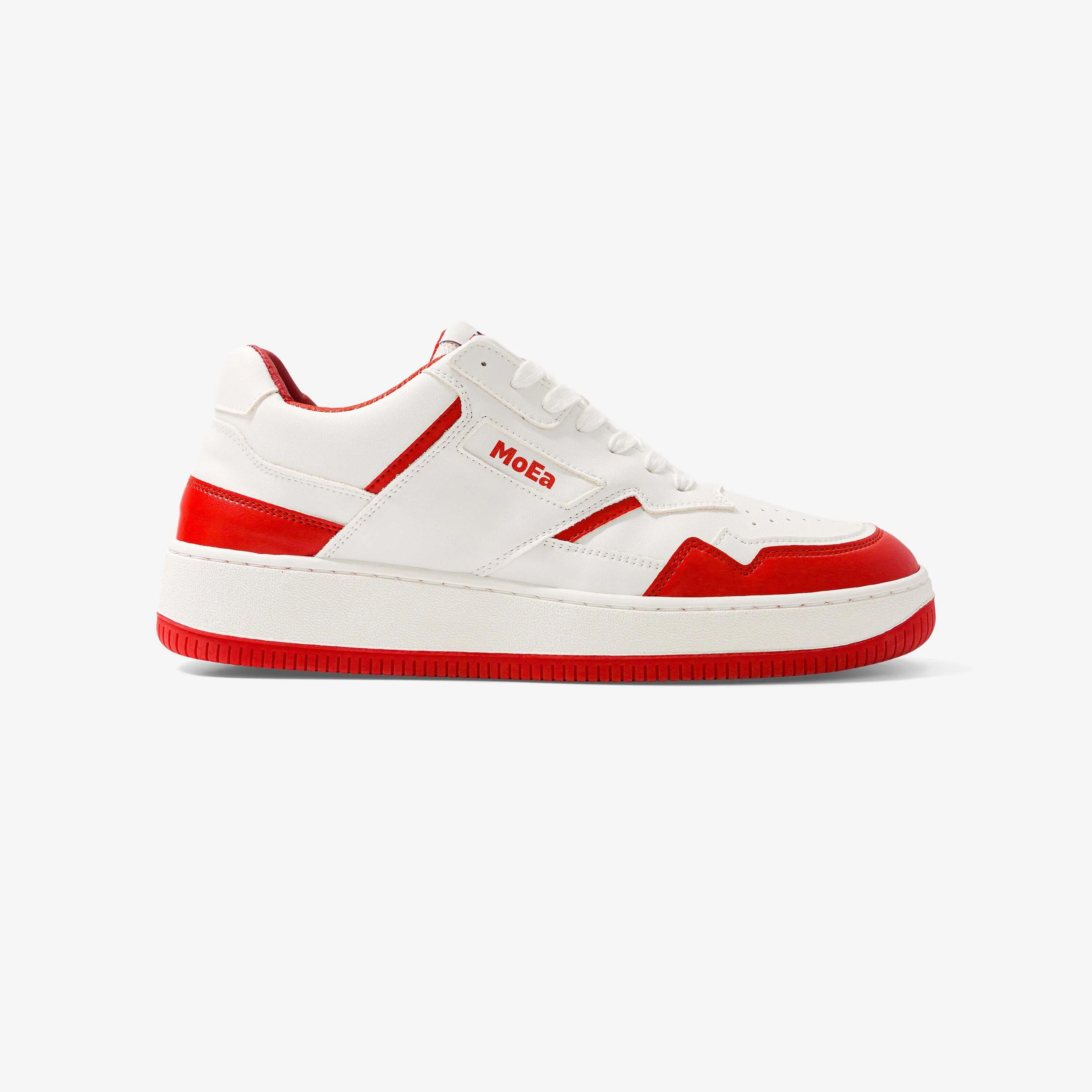 MoEa Vegan Sneakers White Red - Gen1 - Apple Leather