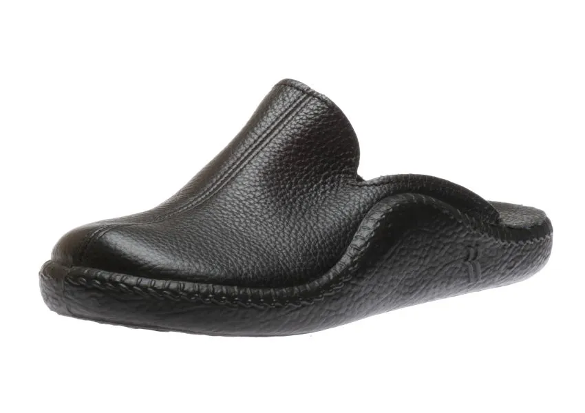 Monaco 202G Black Leather Slipper