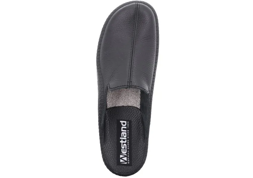 Monaco 202G Black Leather Slipper