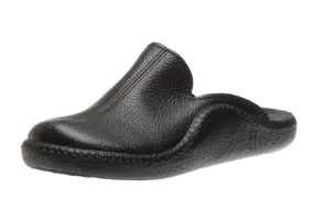 Monaco 202G Black Leather Slipper