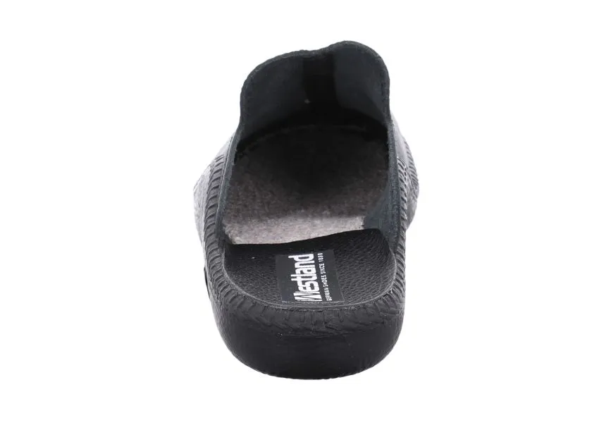 Monaco 202G Black Leather Slipper