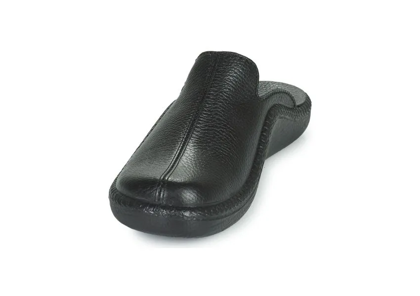 Monaco 202G Black Leather Slipper