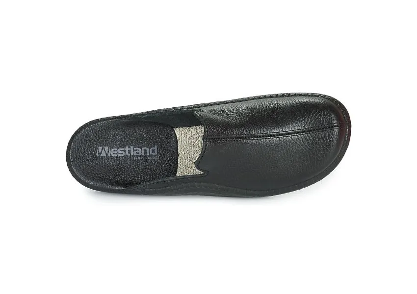 Monaco 202G Black Leather Slipper